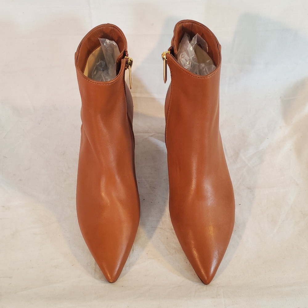 L'AGENCE Women's 37.5/6.5 Jeanne II Pointed Toe Bootie in Luggage Brown  New